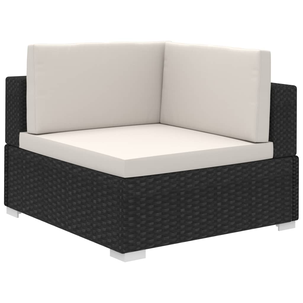 12 pcs conjunto lounge de jardim c/ almofadões vime PE preto