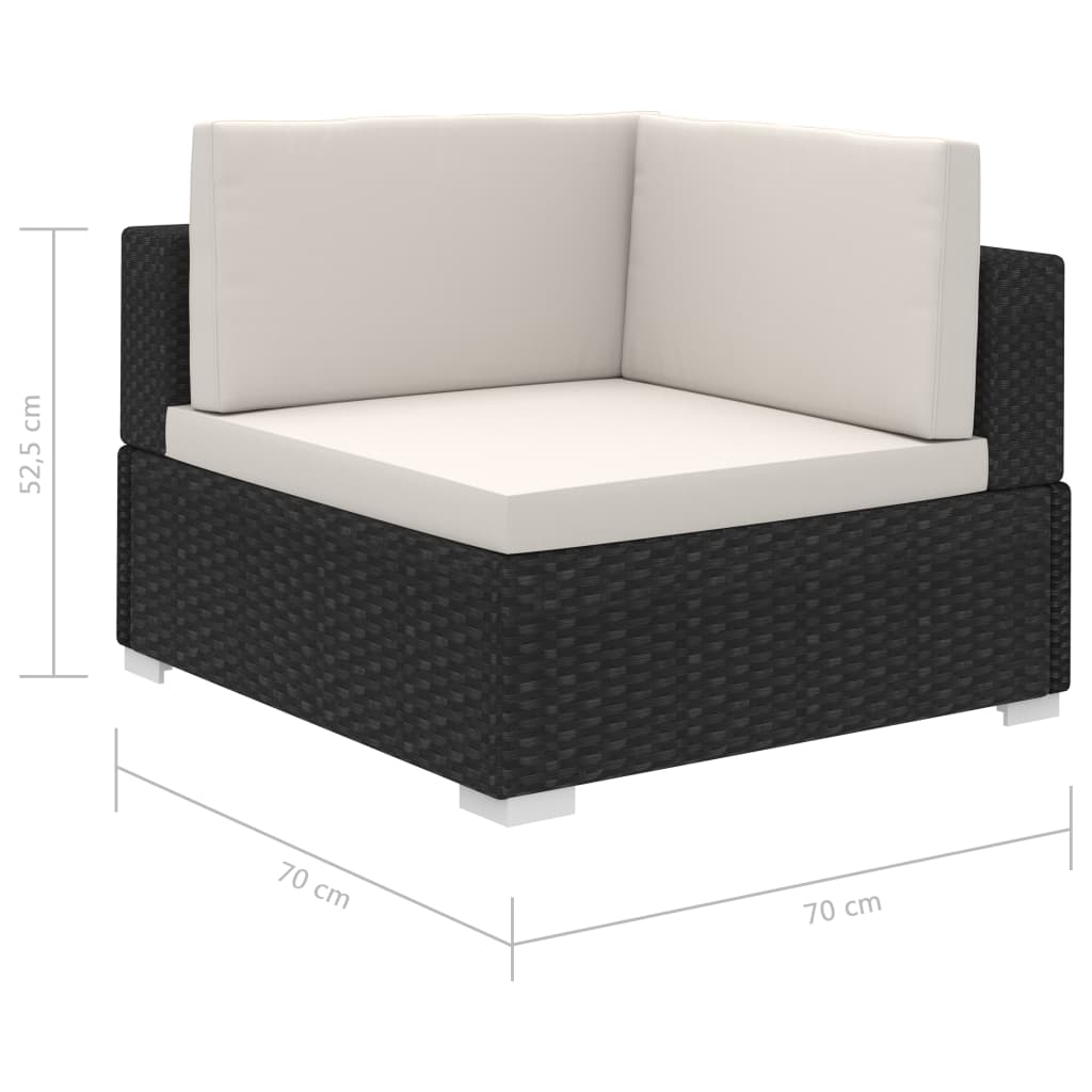 12 pcs conjunto lounge de jardim c/ almofadões vime PE preto