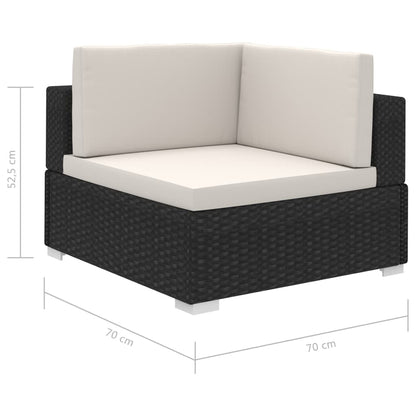 12 pcs conjunto lounge de jardim c/ almofadões vime PE preto