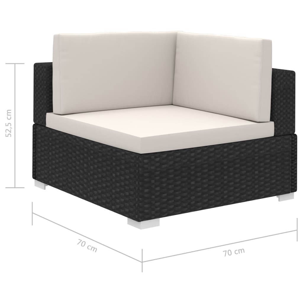 8 pcs conjunto lounge de jardim c/ almofadões vime PE preto