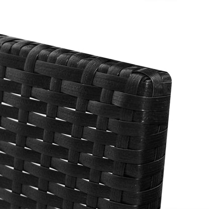 3 pcs conjunto lounge de jardim c/ almofadões vime PE preto