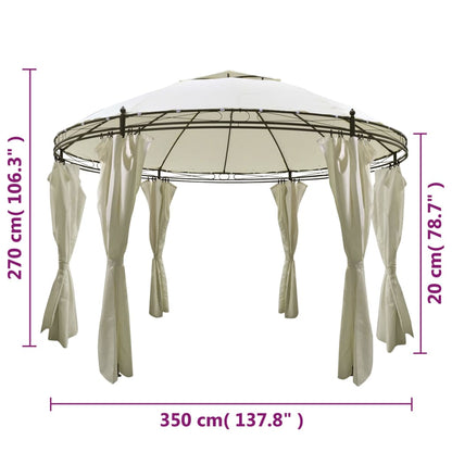 Pérgola de Jardim Redonda com Cortinas - 3,5x2,7 m - Branco Nata