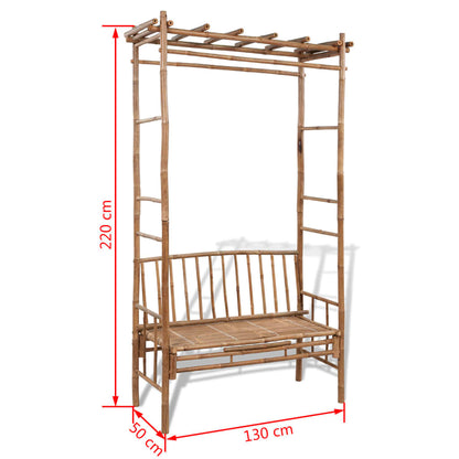 Banco de jardim com pérgola 130 cm bambu