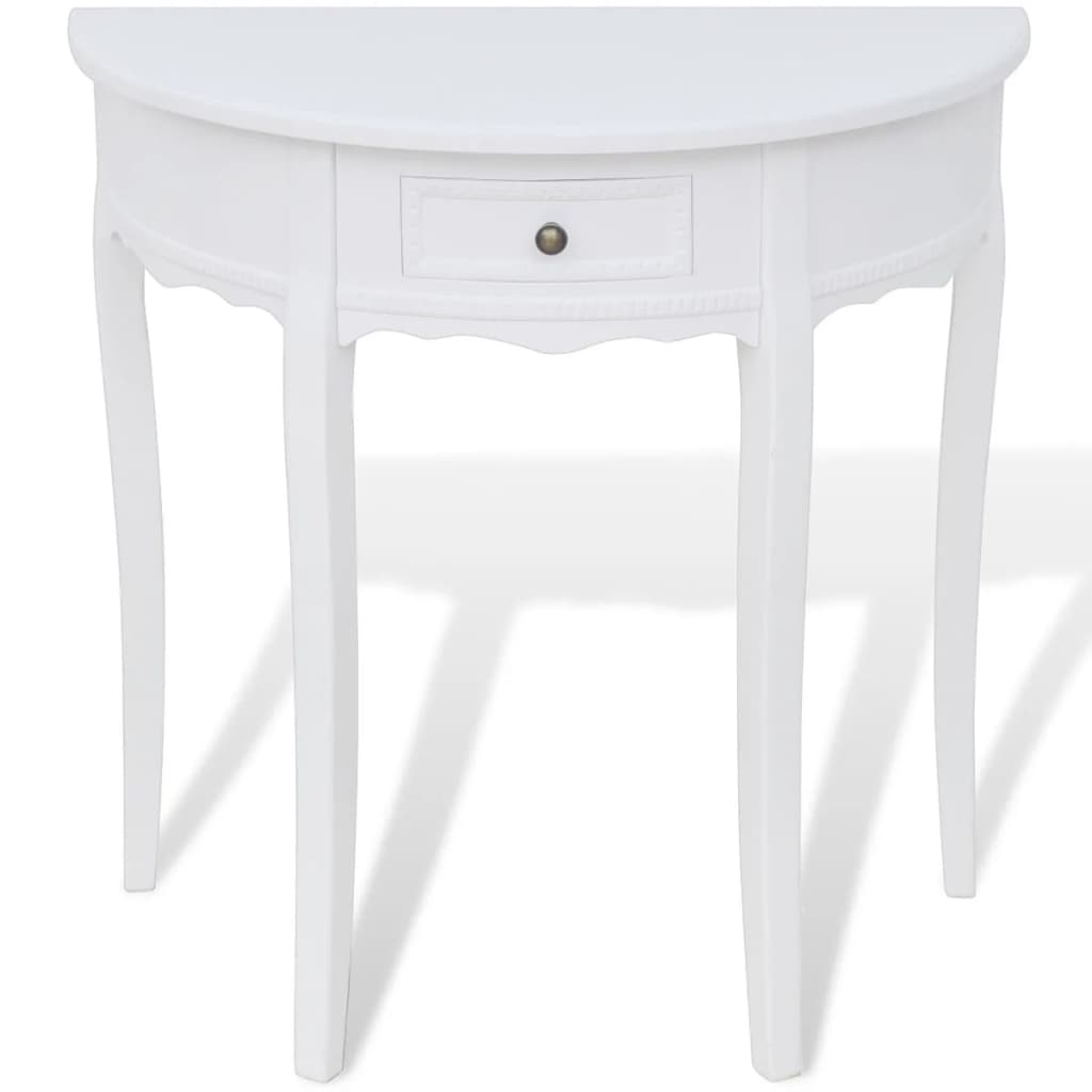 Mesa consola meia-lua com gaveta branco