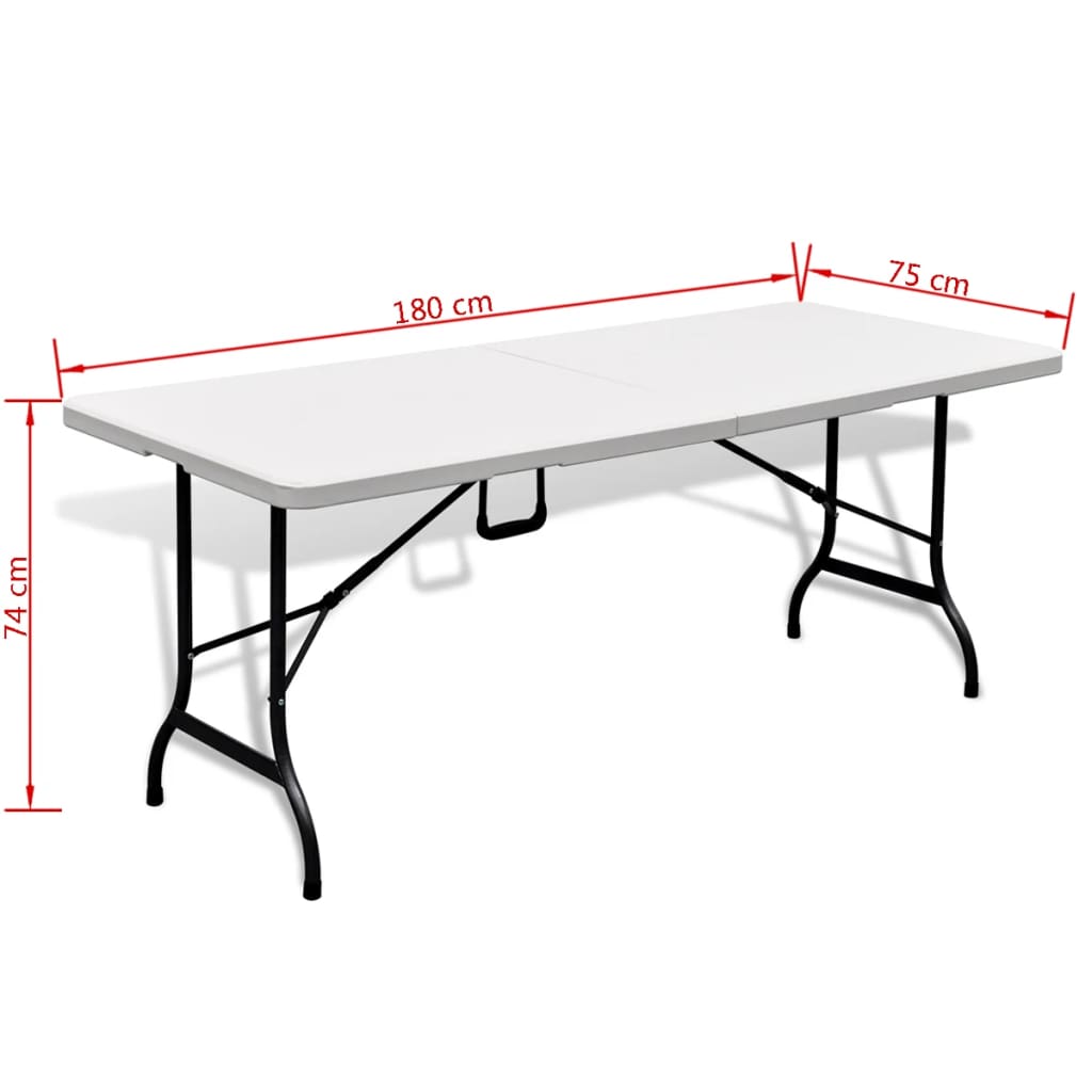 Mesa de jardim dobrável 180x75x74 cm PEAD branco