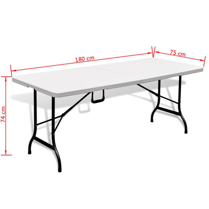 Mesa de jardim dobrável 180x75x74 cm PEAD branco