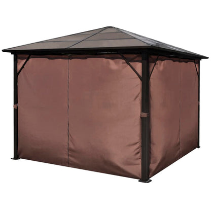 Gazebo com cortina 300 x 300 cm alumínio castanho