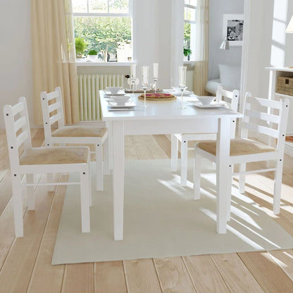 Cadeiras de jantar 4 pcs seringueira maciça e veludo branco