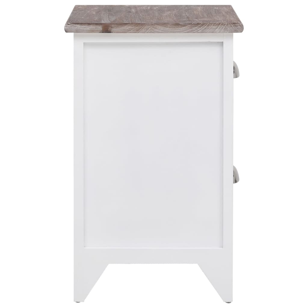 Mesa de cabeceira com 2 gavetas 2 pcs castanho e branco