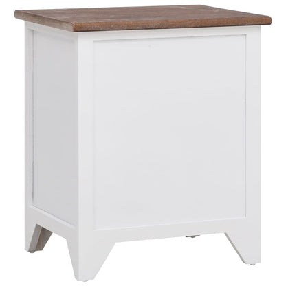 Mesa de cabeceira com 2 gavetas 2 pcs castanho e branco