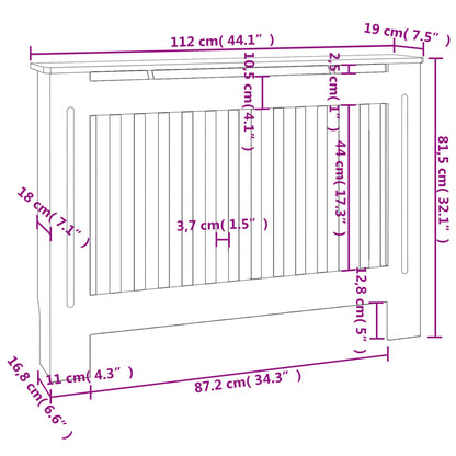 Capa de aquecedor / armário de aquecimento 112 cm, MDF branco