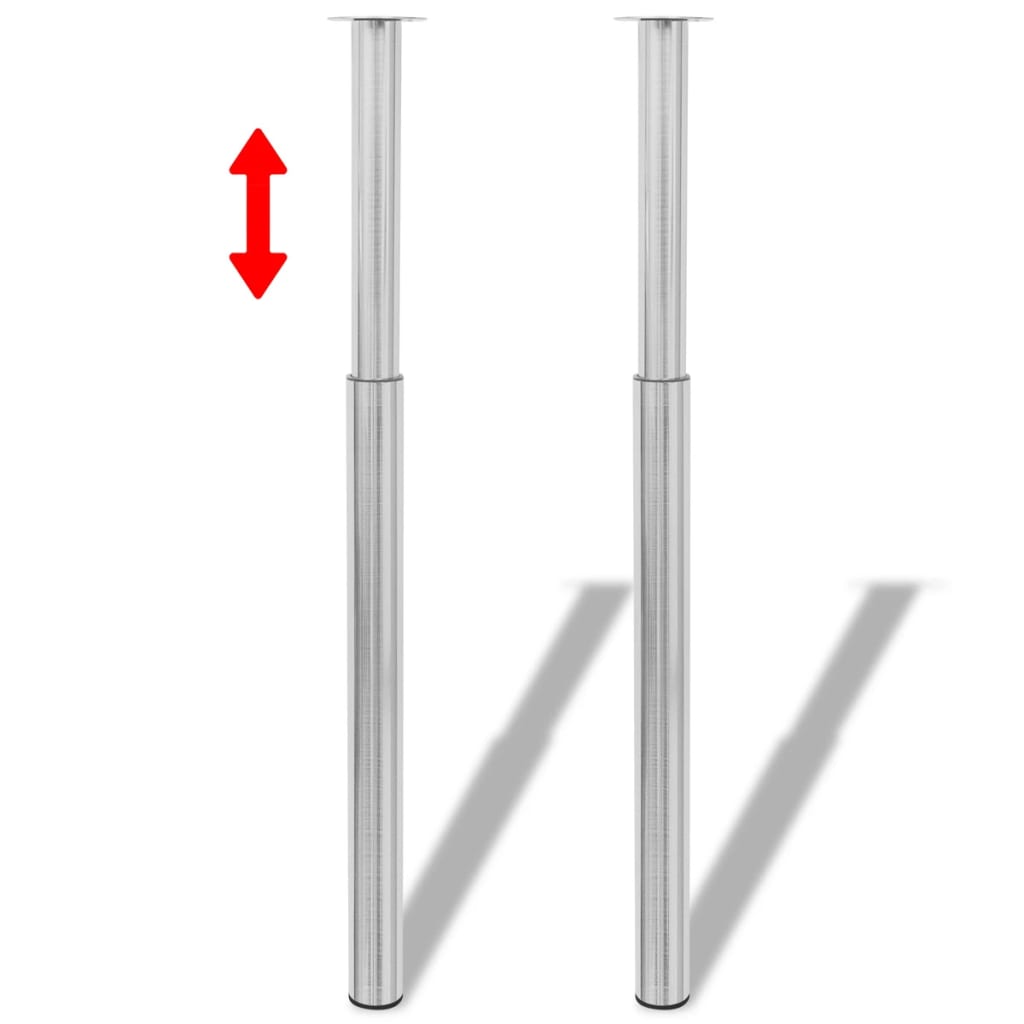 2 Pernas de mesa telescópicas niquel escovado, 710 mm-1100 mm