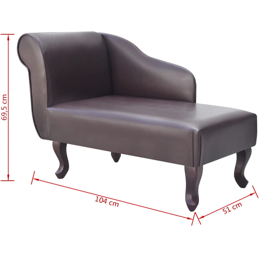 Chaise longue couro artificial castanho