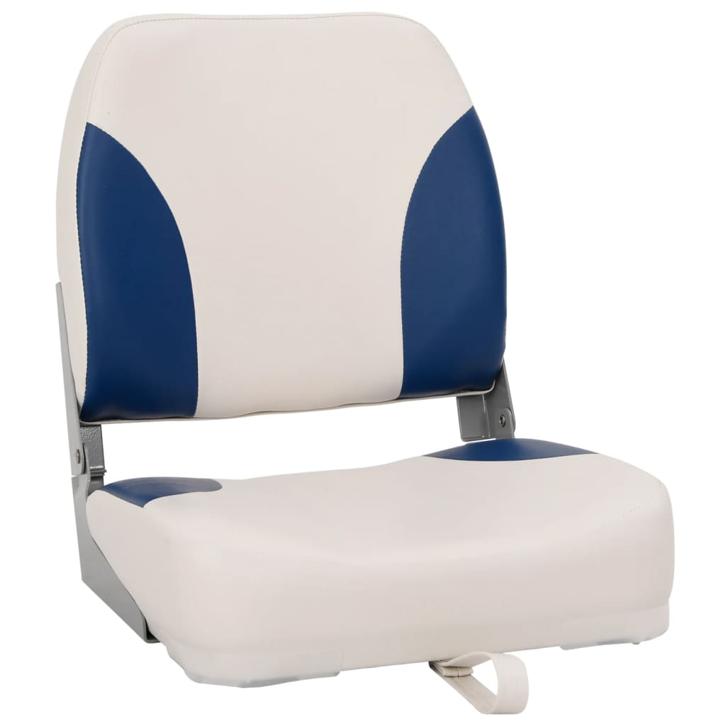 2 pcs conj. assento de barco dobrável com almofada azul/branco