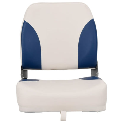 2 pcs conj. assento de barco dobrável com almofada azul/branco