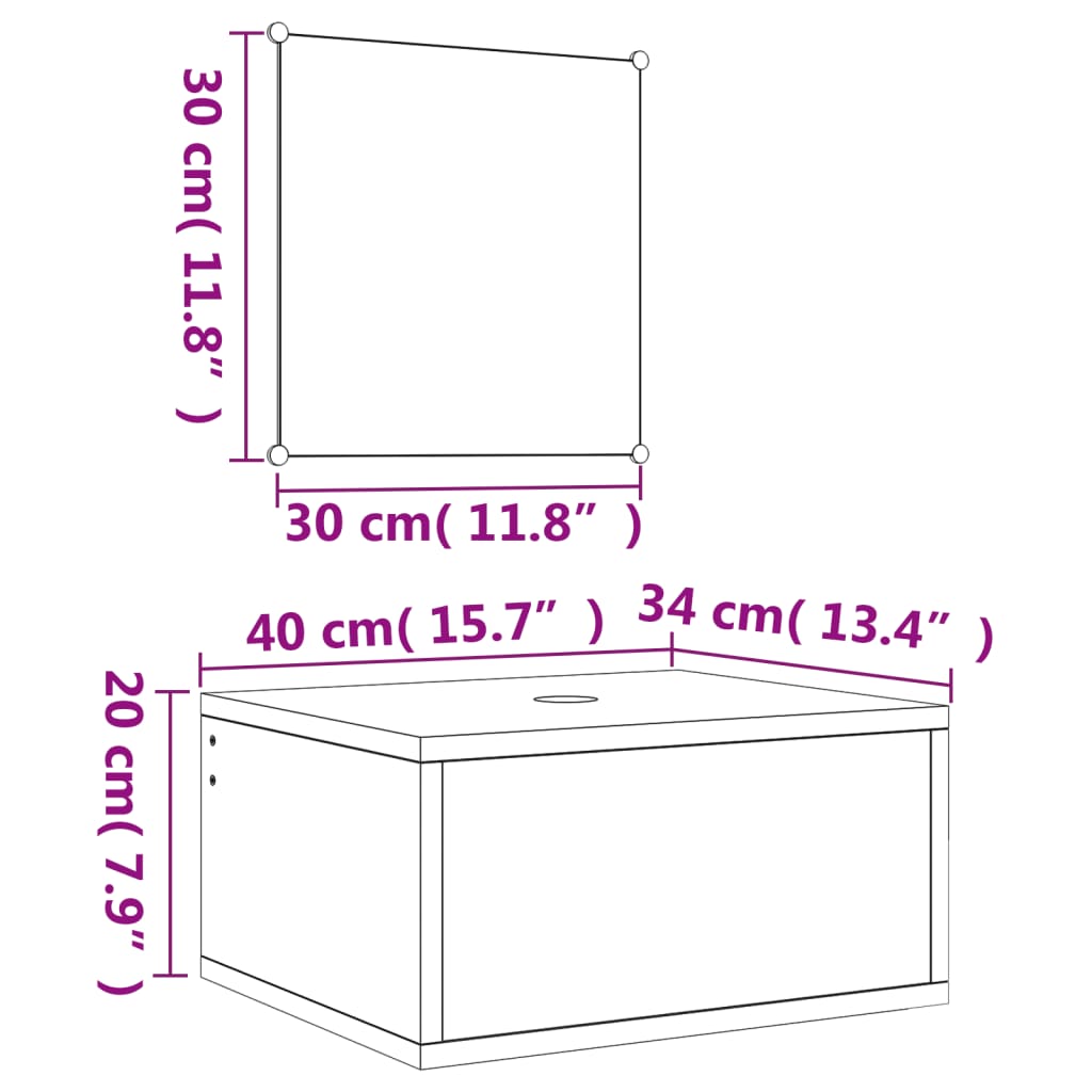 2 pcs - Móvel de Casa Banho - Espelho Incluído - Derivados de Madeira Carvalho