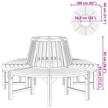 Banco para árvore Ø 160 cm madeira