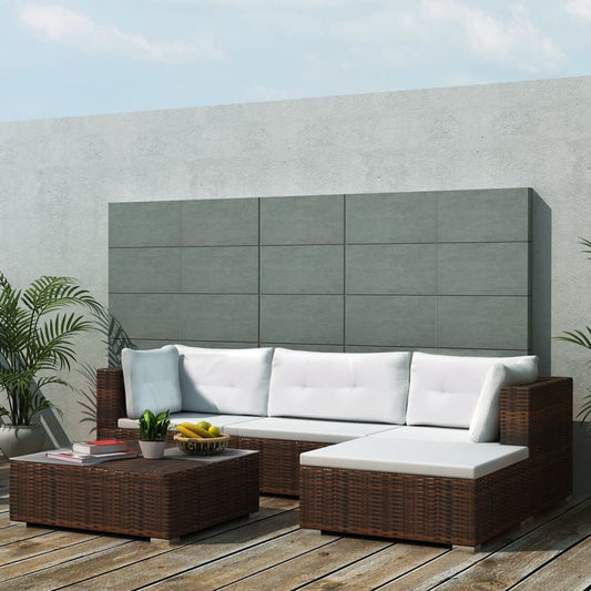 Conjunto Lounge Açores de Jardim - Sofá Chaise Longue e Mesa de Centro - Castanho e Branco Nata