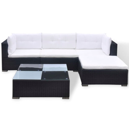 Conjunto Lounge Açores de Jardim - Sofá Chaise Longue e Mesa de Centro - Preto e Branco Nata