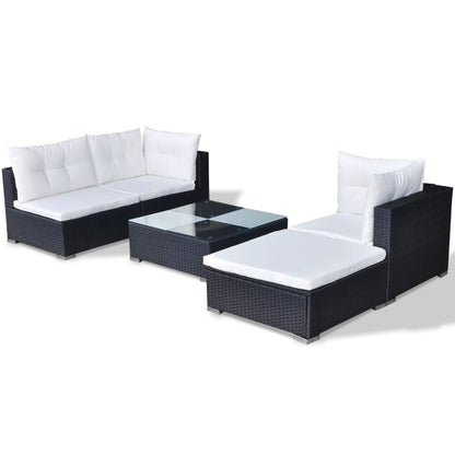 Conjunto Lounge Açores de Jardim - Sofá Chaise Longue e Mesa de Centro - Preto e Branco Nata