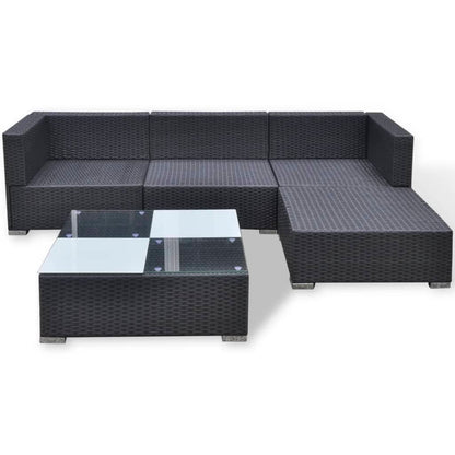 Conjunto Lounge Açores de Jardim - Sofá Chaise Longue e Mesa de Centro - Preto e Branco Nata