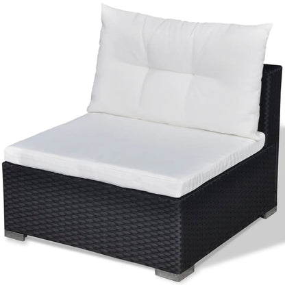 Conjunto Lounge Açores de Jardim - Sofá Chaise Longue e Mesa de Centro - Preto e Branco Nata