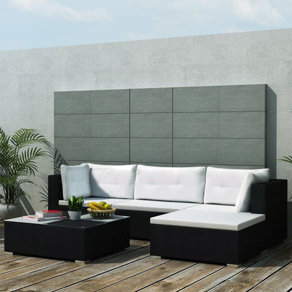 Conjunto Lounge Açores de Jardim - Sofá Chaise Longue e Mesa de Centro - Preto e Branco Nata