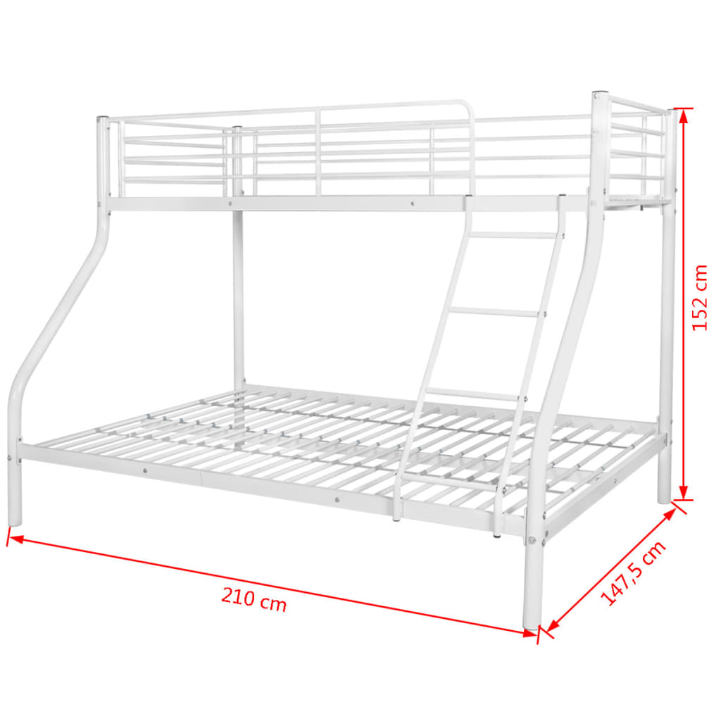 Estrutura de beliche infantil 140x200/90x200 cm metal branco