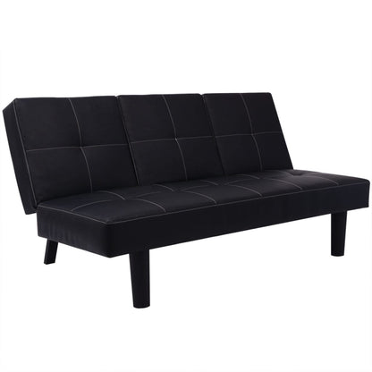 Sofá-cama com mesa suspensa, couro artificial, preto