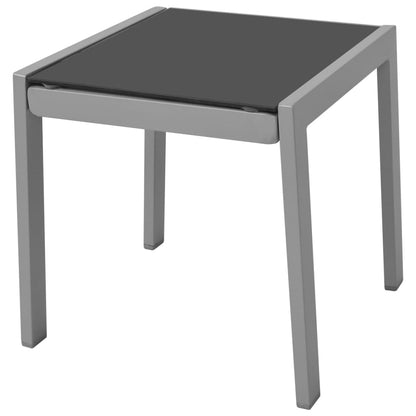 Espreguiçadeiras com mesa 2 pcs alumínio preto