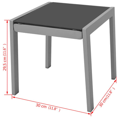 Espreguiçadeiras com mesa 2 pcs alumínio preto