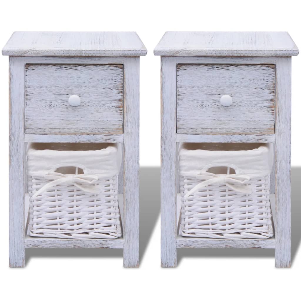 Mesas de cabeceira 2 pcs madeira branco