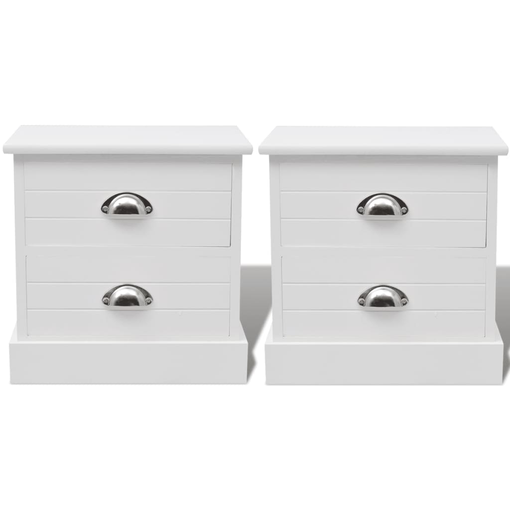 Mesas de cabeceira estilo francês 2 pcs branco