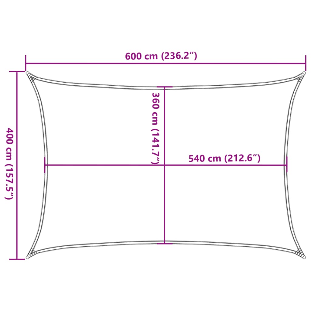 Guarda-Sol HDPE retangular 4 x 6 m antracite