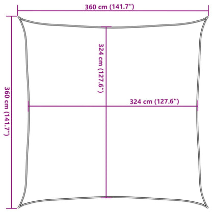 Guarda-sol HDPE quadrado 3.6x3.6 m beje