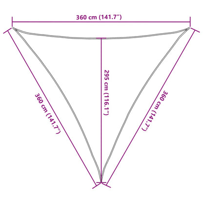 Guarda-sol HDPE triangular 3,6x3,6x3,6 m bege