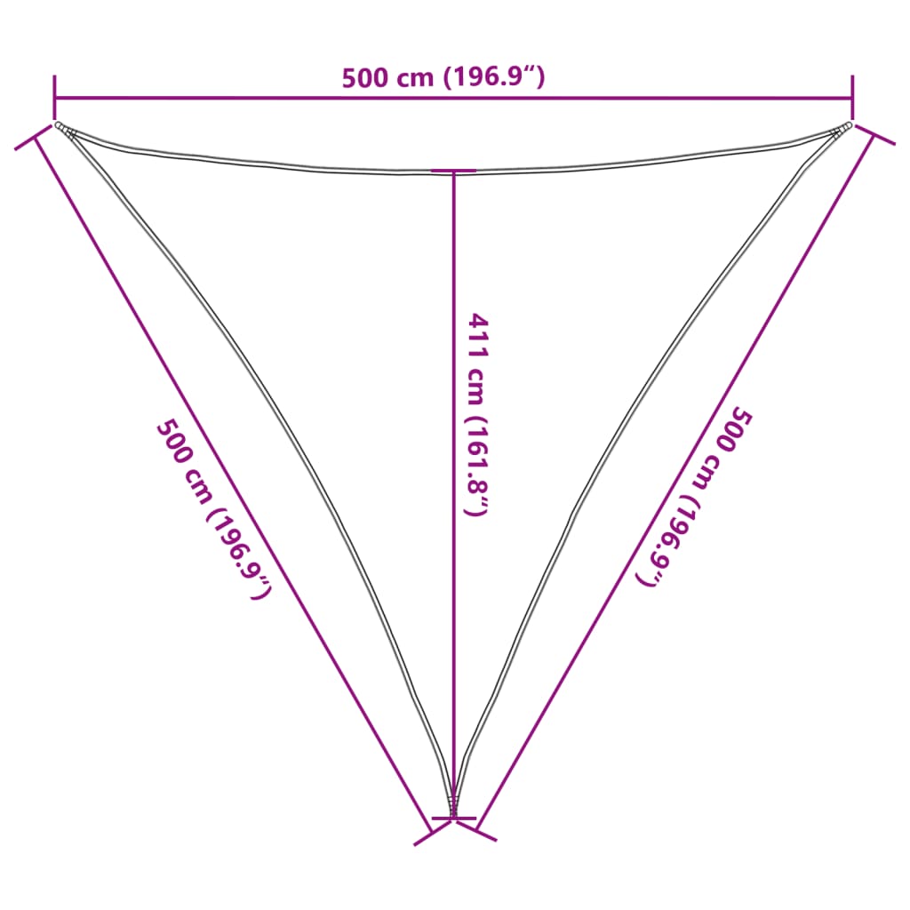 Guarda-sol HDPE triangular 5 x 5 x 5 m creme