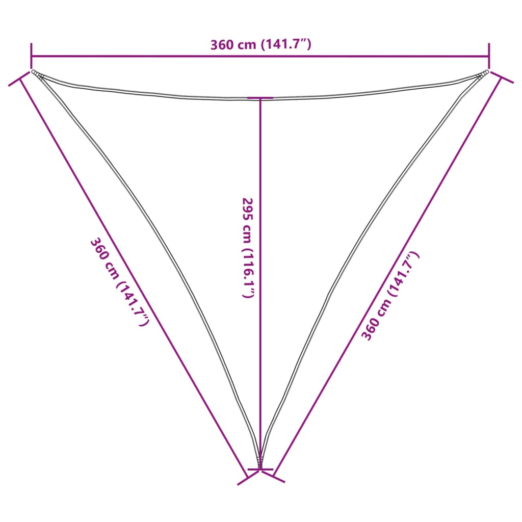 Guarda-sol tecido Oxford triangular 3,6x3,6x3,6 m bege