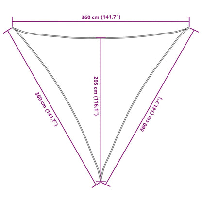 Guarda-sol tecido Oxford triangular 3,6x3,6x3,6 m bege