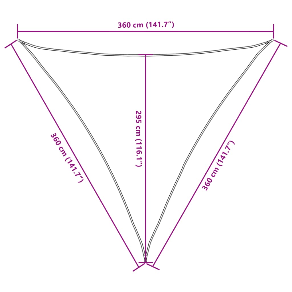 Guarda-sol tecido Oxford triangular 3,6x3,6x3,6 m creme