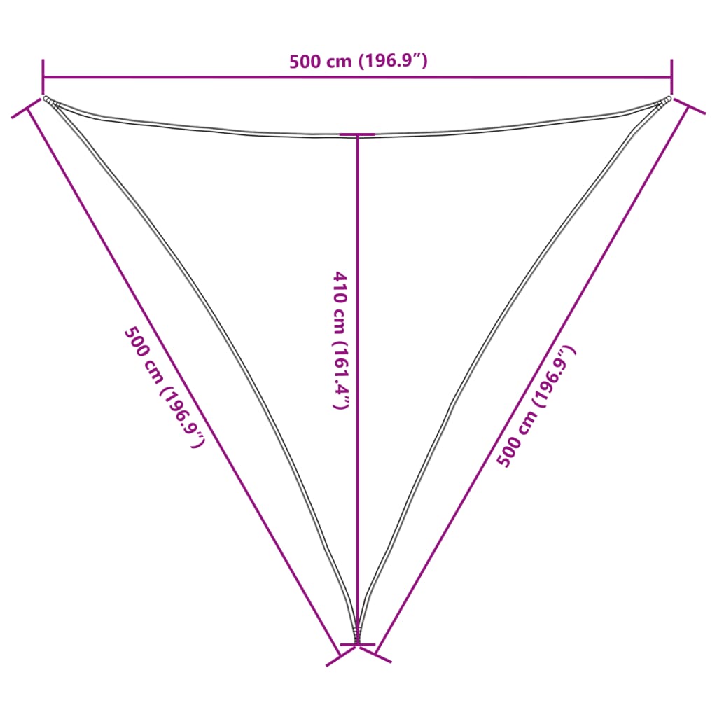 Guarda-sol em tecido Oxford triangular 5x5x5 m creme