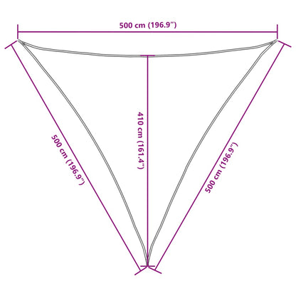 Guarda-sol em tecido Oxford triangular 5x5x5 m creme