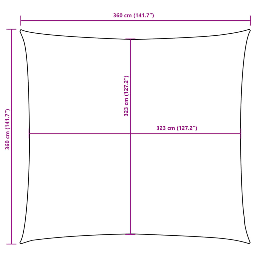 Guarda-sol tecido Oxford quadrangular 3,6x3,6 m antracite