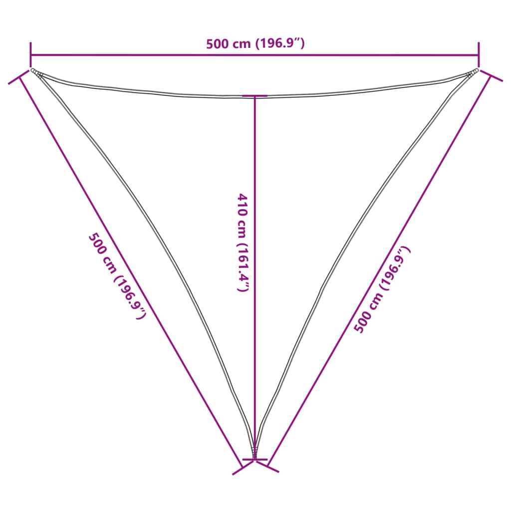 Toldo em tecido Oxford triangular 5x5x5 m antracite