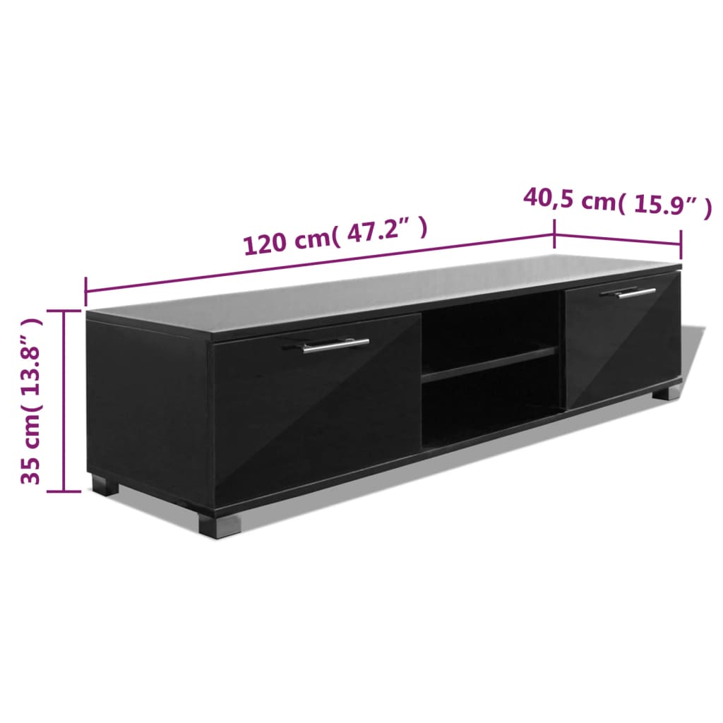 Móvel de TV Arcos de 120 cm - Preto Brilhante - Design Moderno