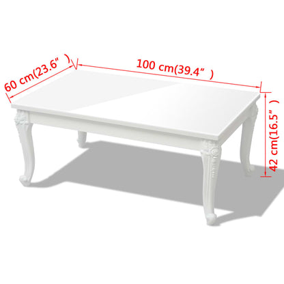 Mesa de centro, 100x60x42 cm, branco brilhante