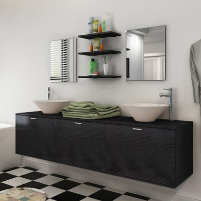 Conjunto de Móveis Lanni para Casa de Banho - Preto - 10 Peças - Design Moderno