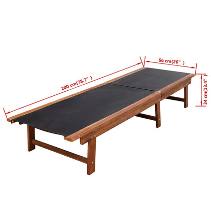 Espreguiçadeiras c/ mesa 2 pcs acácia maciça e textilene