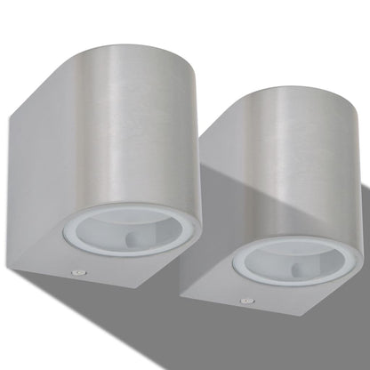 Candeeiros parede LED inferior p/exterior 2 pcs redondo