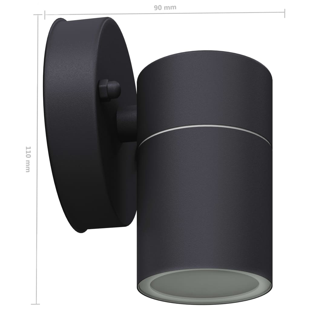 Candeeiros LED parede iluminação inf. exterior 2 pcs aço inox.